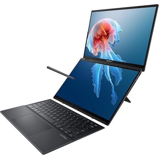 ASUS Zenbook Duo Laptop, Dual 14” OLED WUXGA Touch Display, Intel Evo Certified, Intel Core Ultra 7 CPU, Intel Arc Graphics, 16GB RAM, 1TB SSD, Windows 11,UX8406MA-DS76T, Inkwell Gray