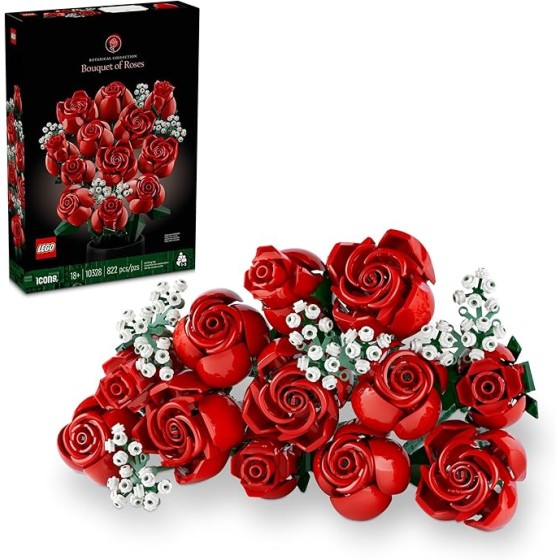 LEGO Botanicals Bouquet of Roses Artificial Flowers - Fake Red Roses Building Set