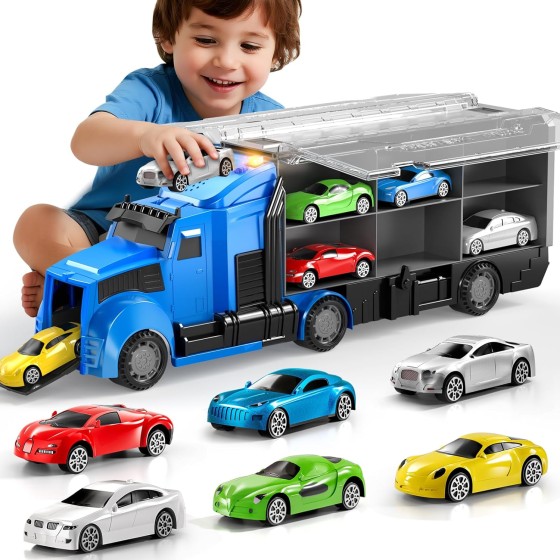 Racing Trucks Toy Set with Play Mat, Carrier Truck Play Vehicles Set
