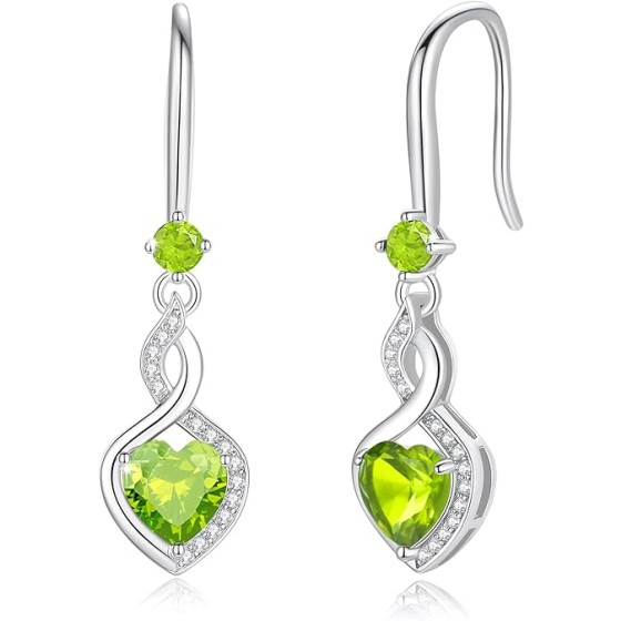 FANCIME Heart Infinity Dangle Drop Earrings 925 Sterling Silver Heart Gemstone Birthstone Earring Fine Jewelry Birthday Gifts for Women