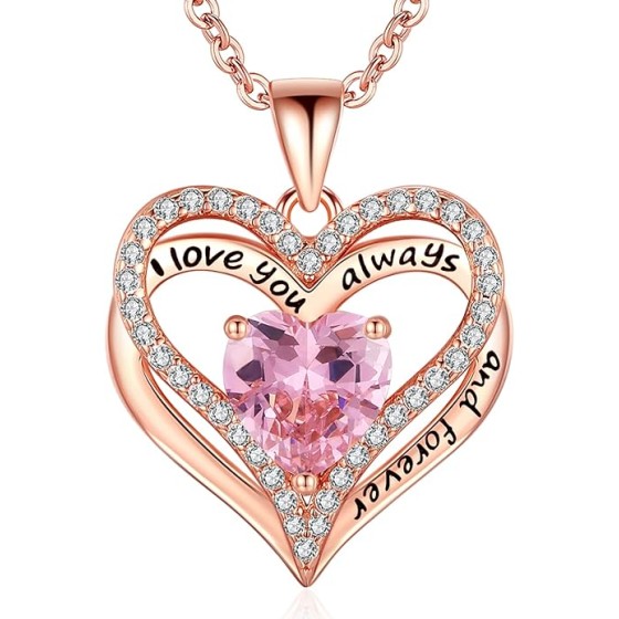 S925 Sterling Silver Necklace for Women, Wife Jewelry Rose Gold, Mom Birthday Valentines Mothers Day Gifts, Girlfriend Necklaces, Daughter Heart Jewel, Anniversary for Her