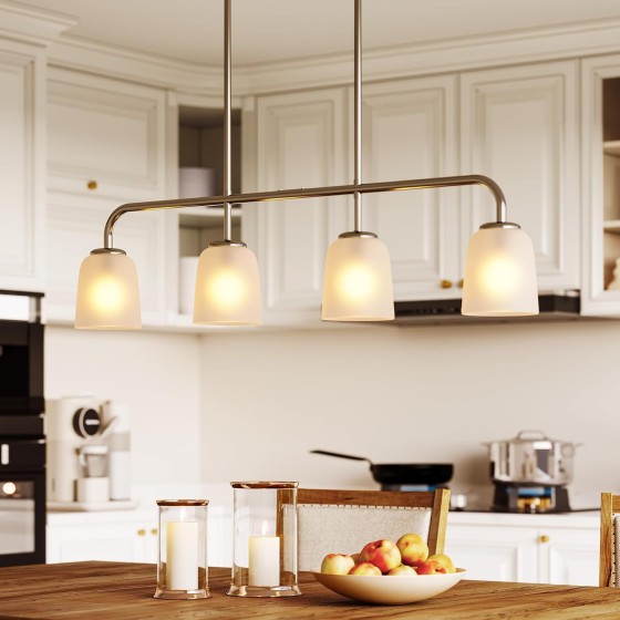 Tribesigns Pendant Lighting for Kitchen Island, 4-Light Pendant Lighting Modern with White Frosted Glass